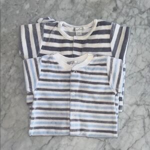 Kissy Kissy Baby Boy Velour Striped Footie Bundle